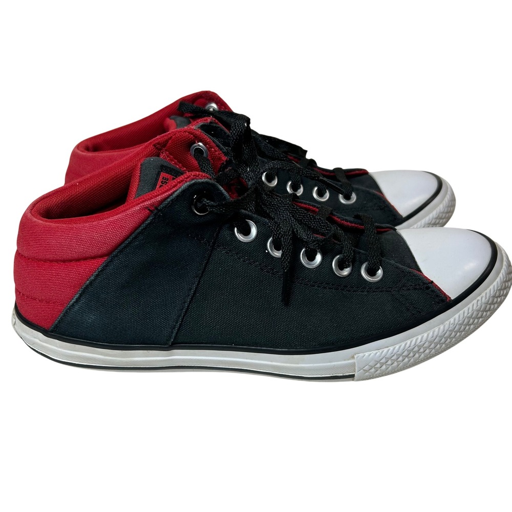 Converse Chuck Taylor All Star Axle Mid Black Red Junior Sneaker 663886F Size 6Y